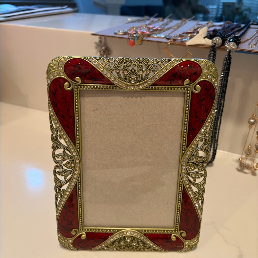 Red and Gold Ornate Filigree Picture Frame - Decorative Home Accent